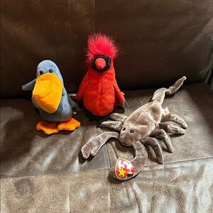 Vintage 90’s Ty Beanie Babies - Scoop, Stinger and Mac